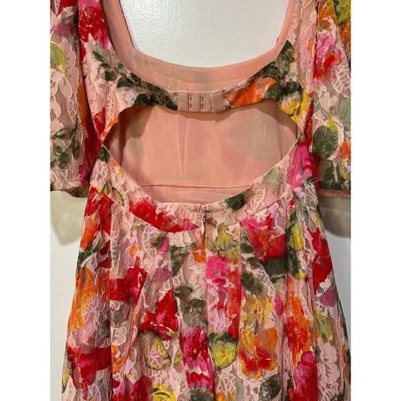 For Love And Lemons Floral Mini Dress - Pink and Red - Picture 12 of 14
